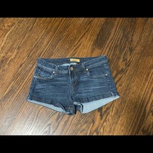 Dark wash denim shorts